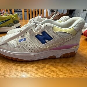New Balance 550 Sneakers - Cream, Blue, and Yellow